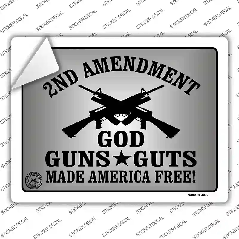 P-389s-S God Guns Guts Novelty Rectangle Sticker Decal - Small