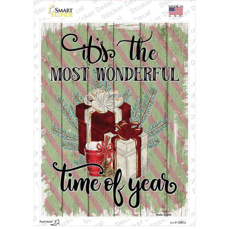 P-3901s-M Most Wonderful Time Gifts Novelty Rectangle Sticker Decal - Medium