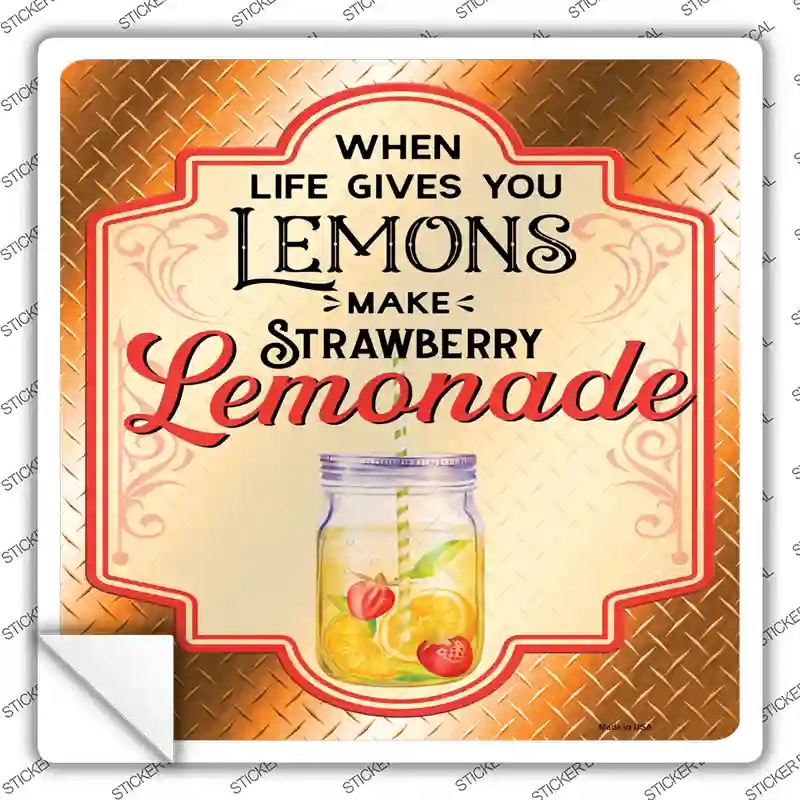 SQ-1360s-L Make Strawberry Lemonade Orange Novelty Square Sticker Decal - Large