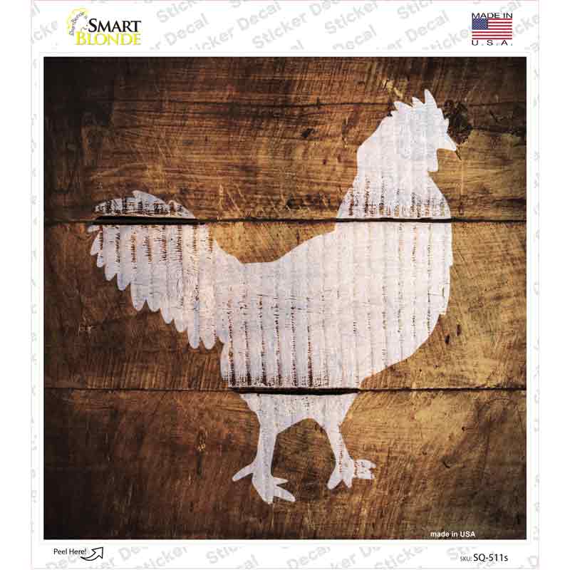 SQ-511s-M Rooster Painted Stencil Novelty Square Sticker Decal - Medium