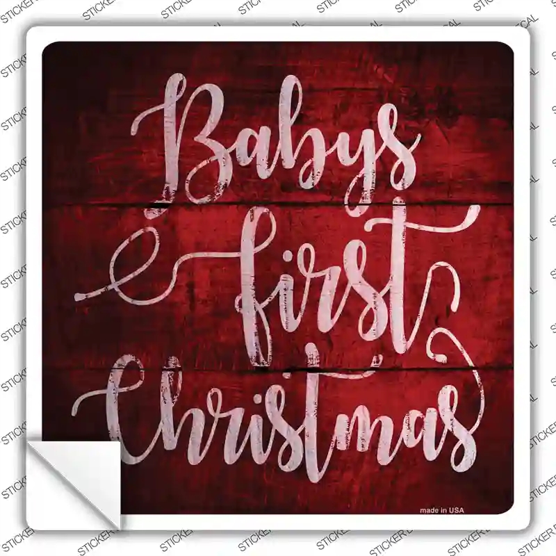 SQ-530s-L Babys First Christmas Novelty Square Sticker Decal - Large