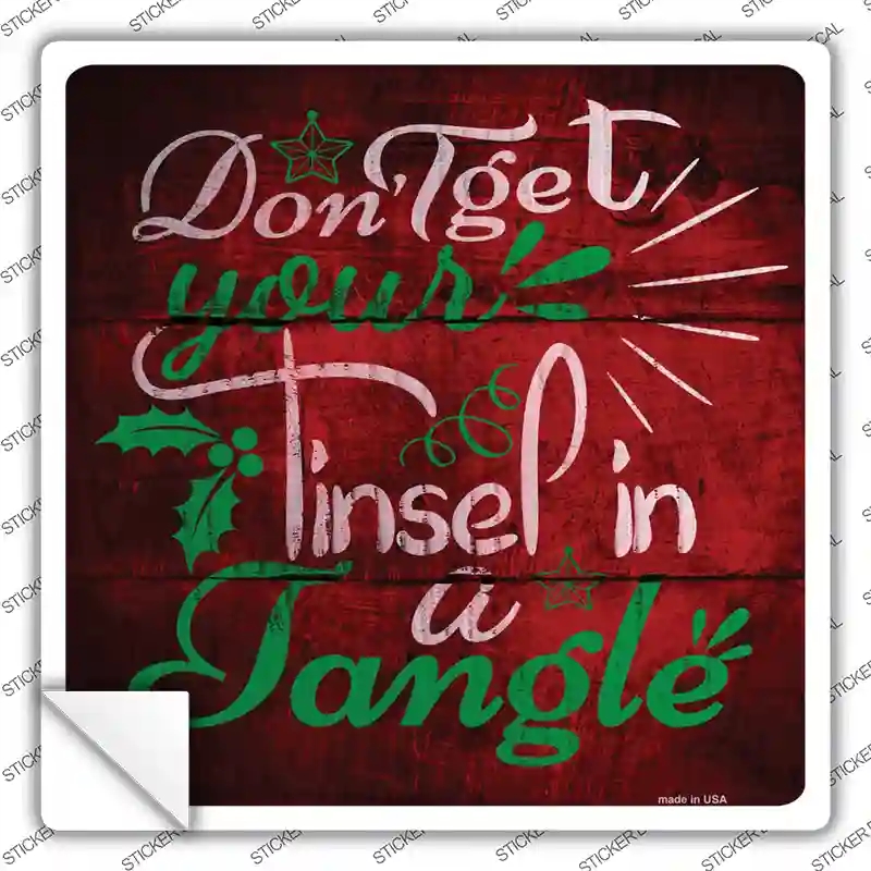 SQ-552s-L Tinsel in A Tangle Novelty Square Sticker Decal - Large