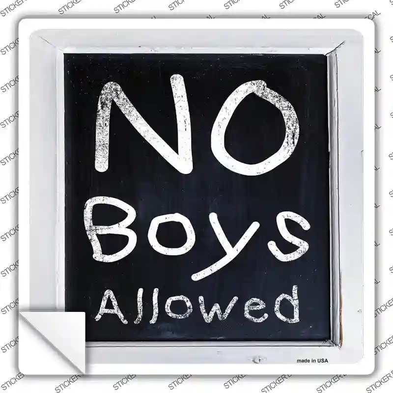 SQ-582s-XL No Boys Allowed Novelty Square Sticker Decal - Extra Large
