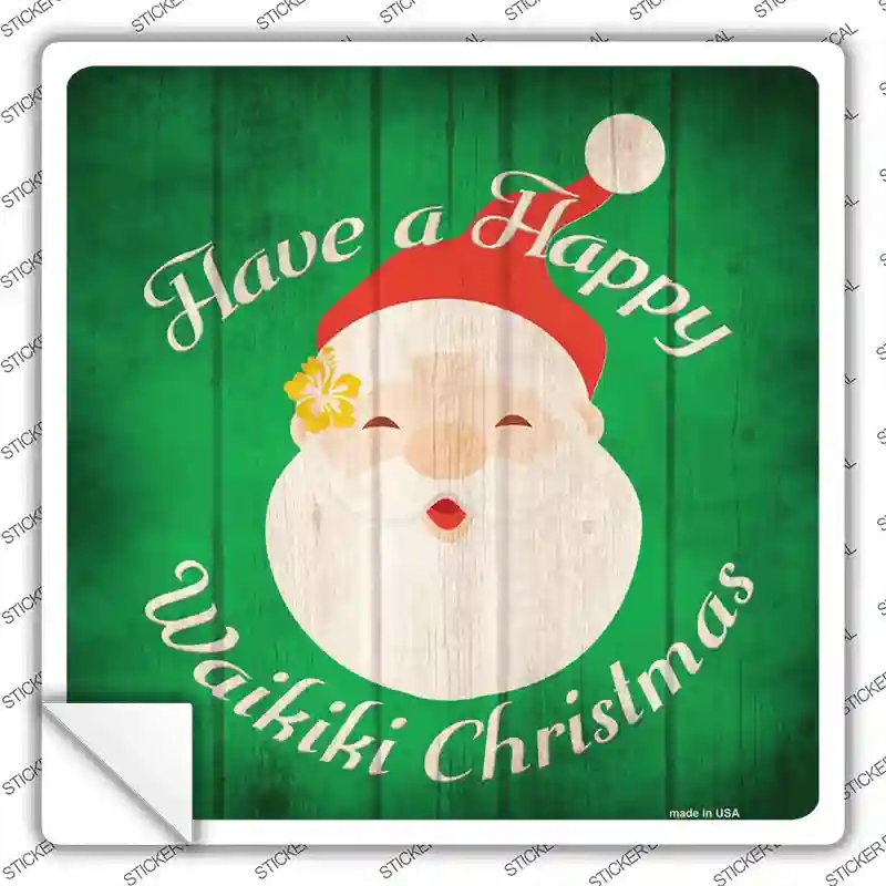 SQ-923s-S Waikiki Christmas Novelty Square Sticker Decal - Small