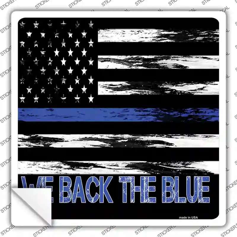 SQ-925s-S Back the Blue Novelty Square Sticker Decal - Small