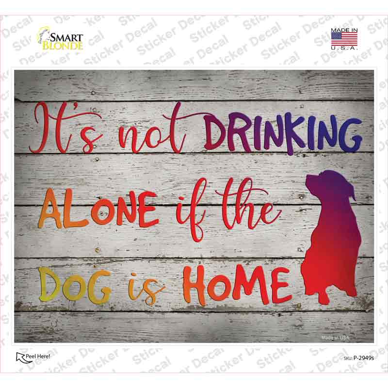 P-2949s-M Drinking Alone Novelty Rectangle Sticker Decal - Medium