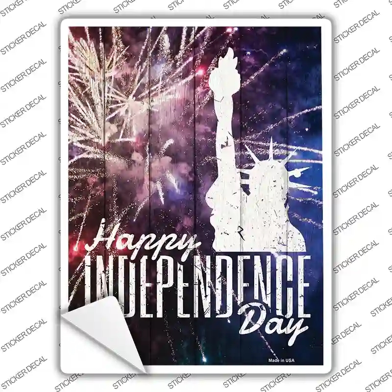 P-2989s-S Happy Independence Day Novelty Rectangle Sticker Decal - Small