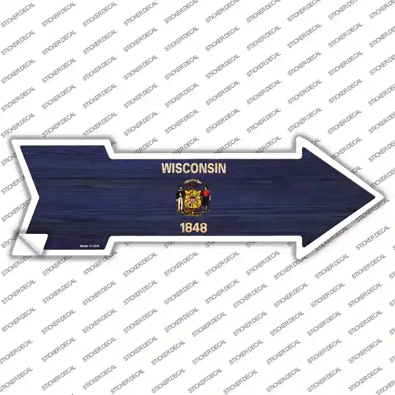 A-570s-L Wisconsin State Flag Novelty Arrow Sticker Decal - Large