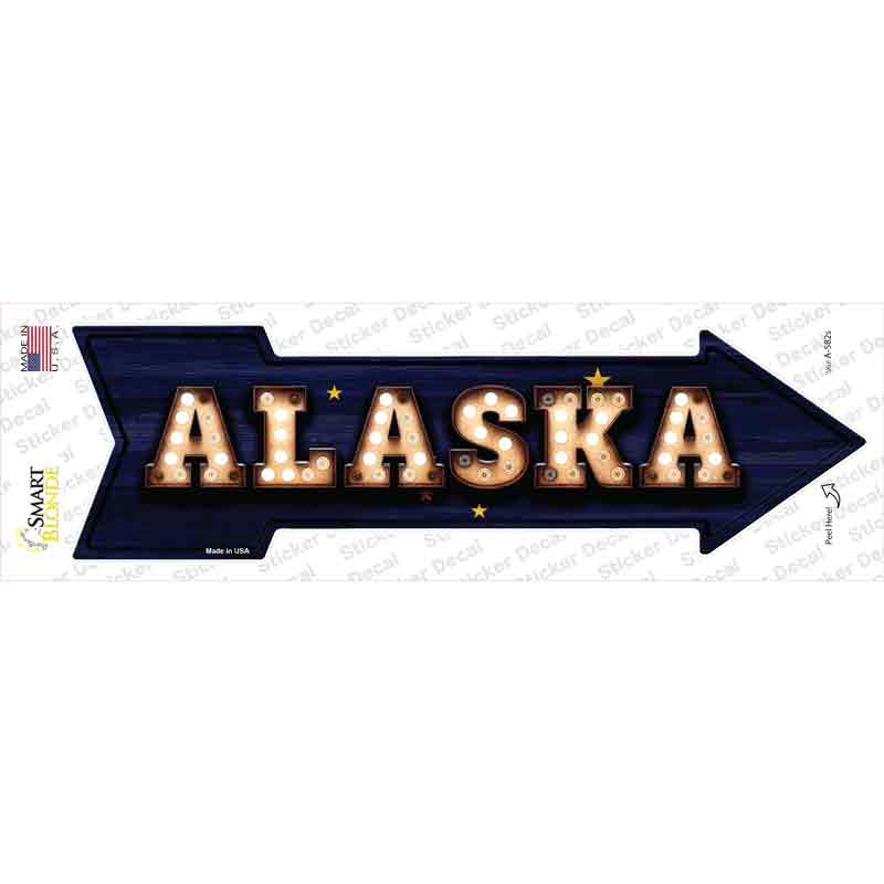 A-582s-M Alaska Bulb Lettering Novelty Arrow Sticker Decal - Medium