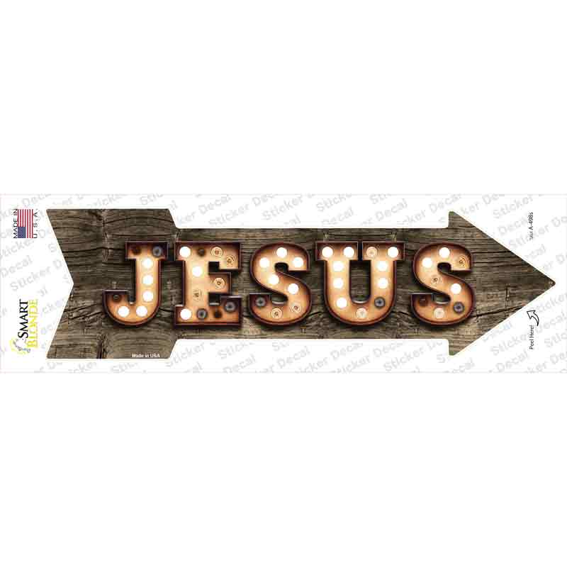 A-498s-M Jesus Bulb Letters Novelty Arrow Sticker Decal - Medium