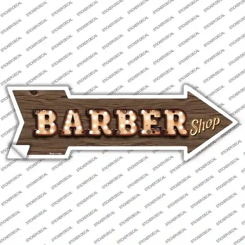 A-509s-S Barber Shop Bulb Letters Novelty Arrow Sticker Decal - Small