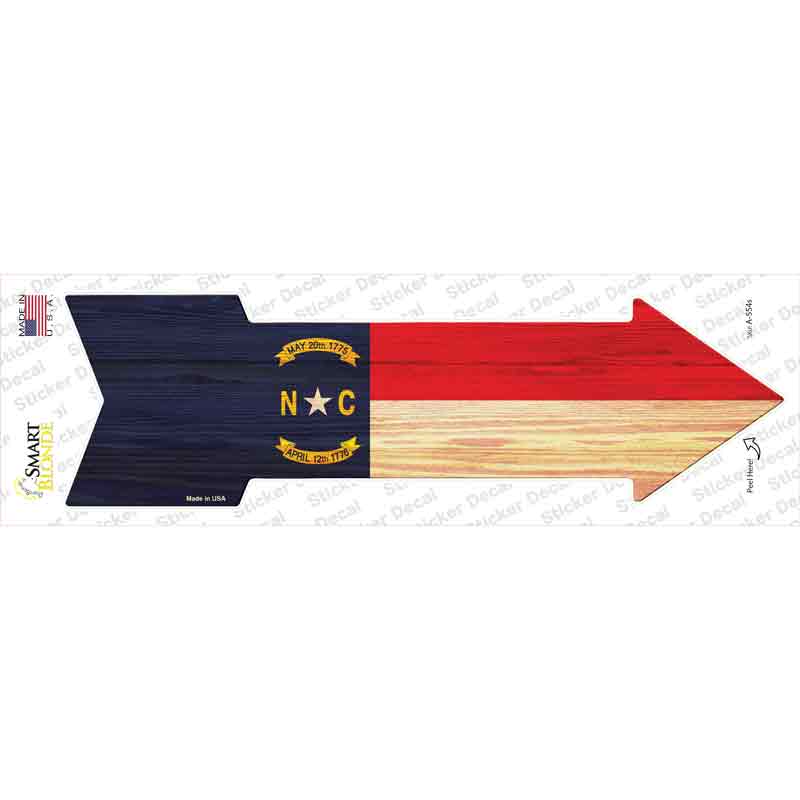 A-554s-M North Carolina State Flag Novelty Arrow Sticker Decal - Medium