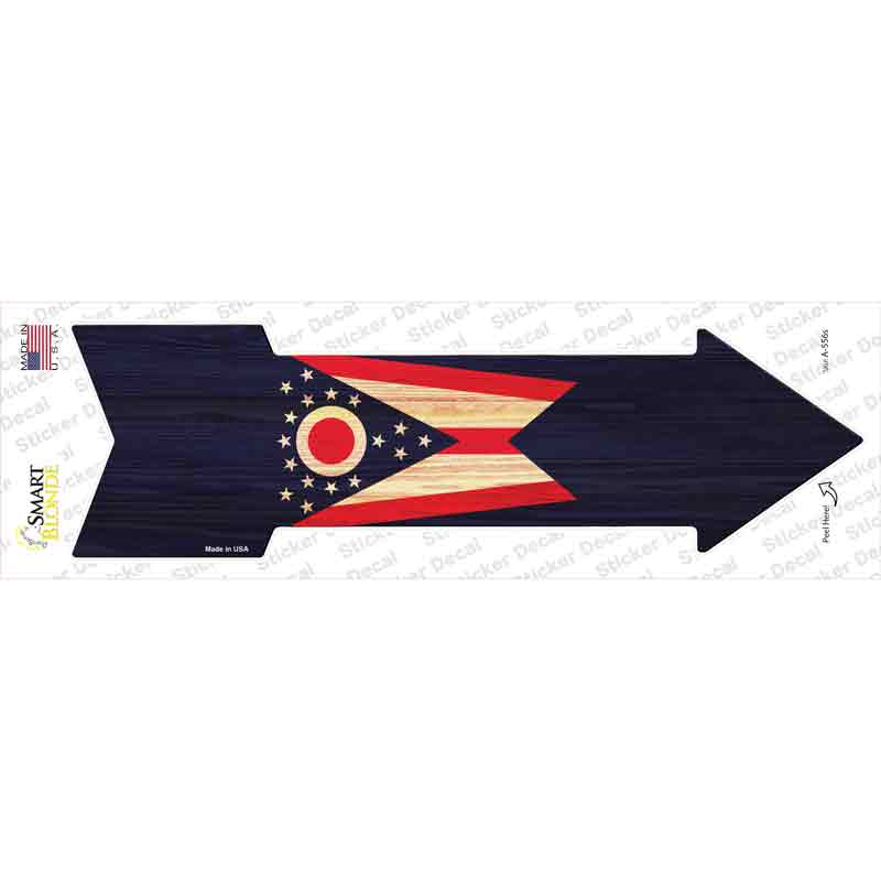 A-556s-M Ohio State Flag Novelty Arrow Sticker Decal - Medium