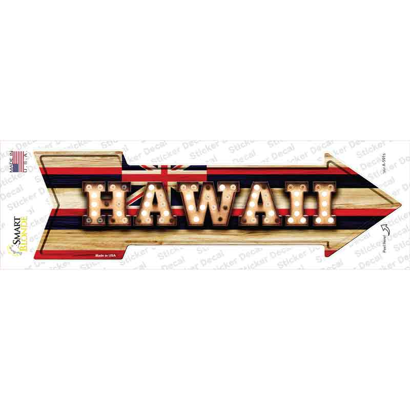 A-591s-M Hawaii Bulb Lettering Novelty Arrow Sticker Decal - Medium