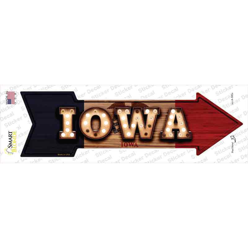 A-595s-M Iowa Bulb Lettering Novelty Arrow Sticker Decal - Medium