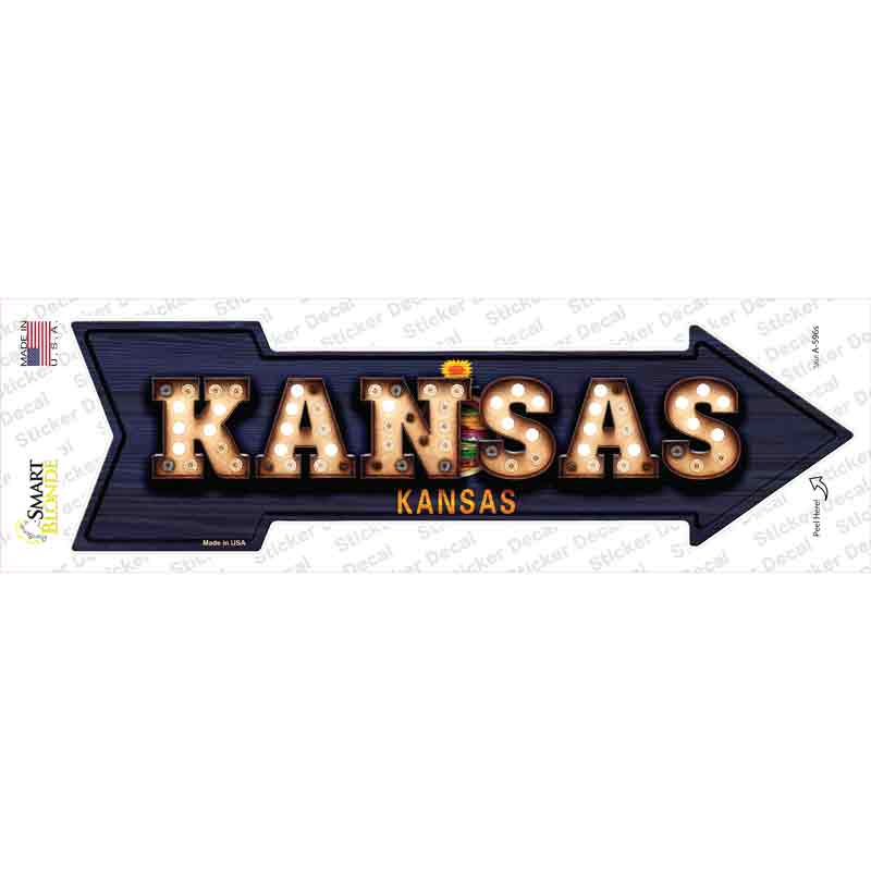 A-596s-M Kansas Bulb Lettering Novelty Arrow Sticker Decal - Medium