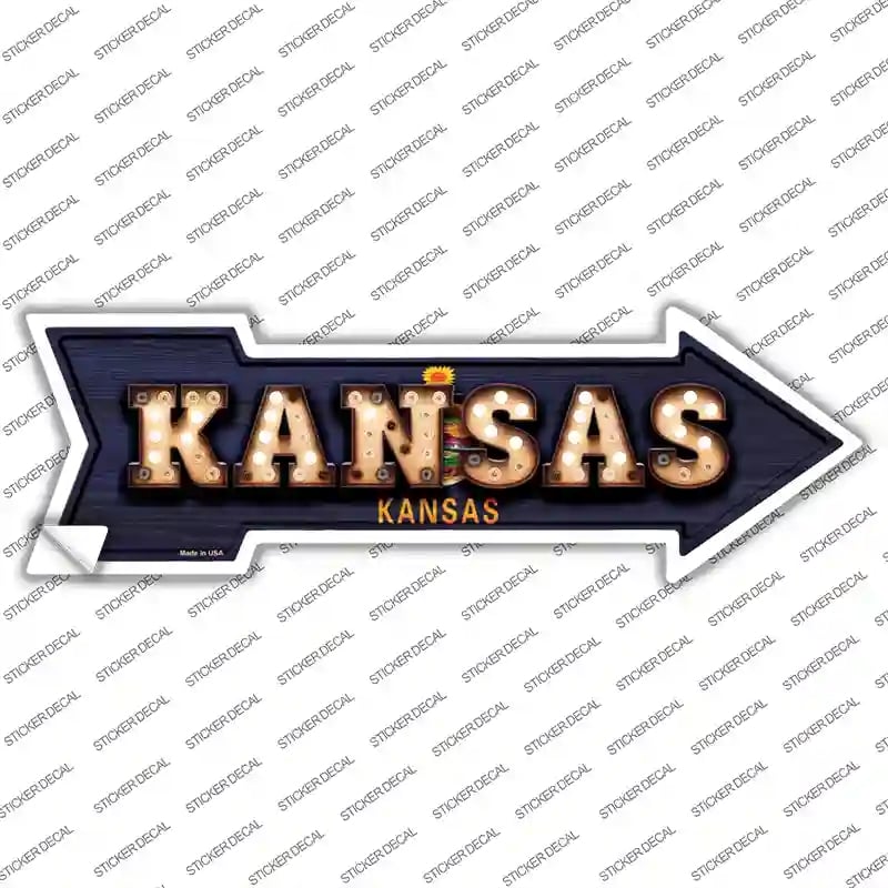 A-596s-XL Kansas Bulb Lettering Novelty Arrow Sticker Decal - Extra Large