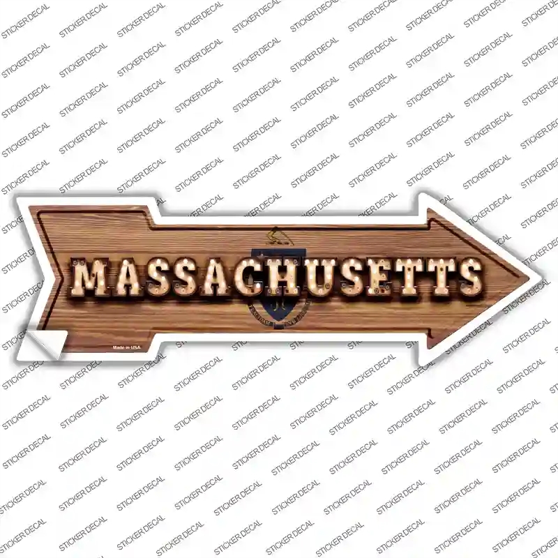 A-601s-L Massachusetts Bulb Lettering Novelty Arrow Sticker Decal - Large