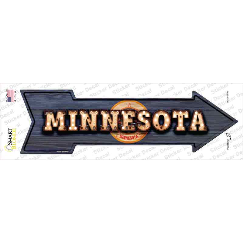 A-603s-M Minnesota Bulb Lettering Novelty Arrow Sticker Decal - Medium