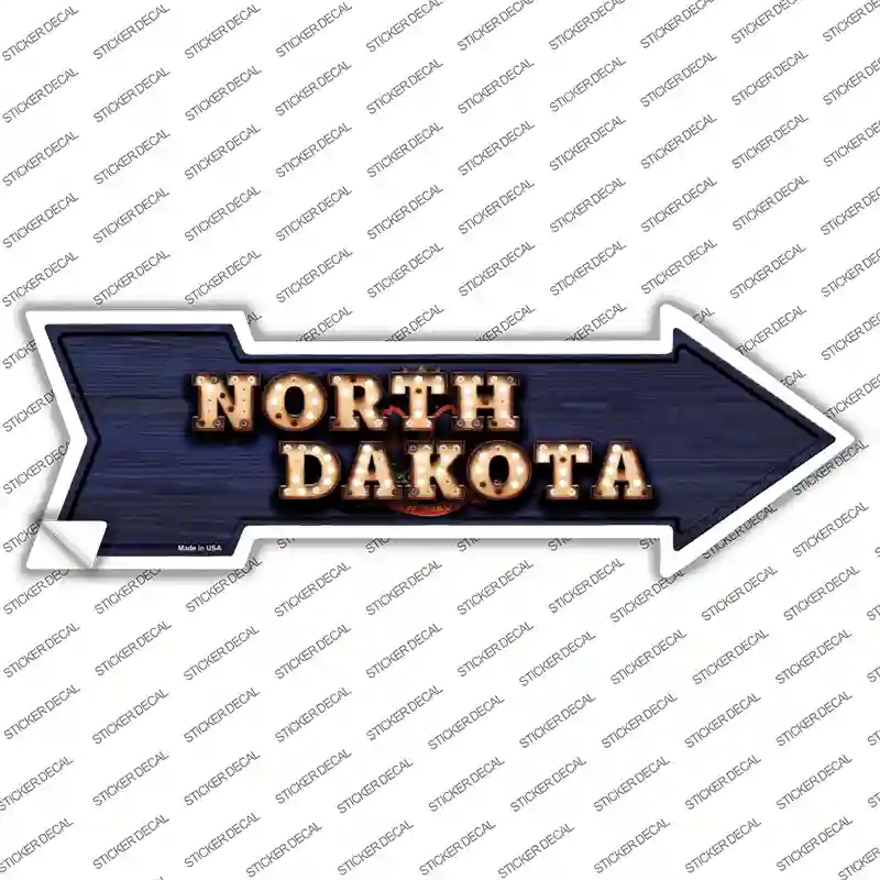 A-614s-S North Dakota Bulb Lettering Novelty Arrow Sticker Decal - Small