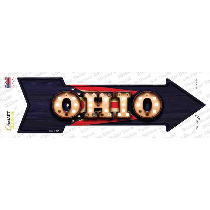 A-615s-M Ohio Bulb Lettering Novelty Arrow Sticker Decal - Medium