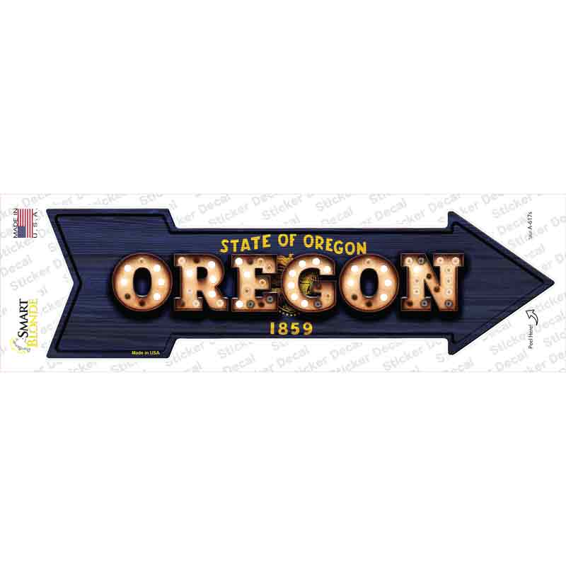 A-617s-M Oregon Bulb Lettering Novelty Arrow Sticker Decal - Medium