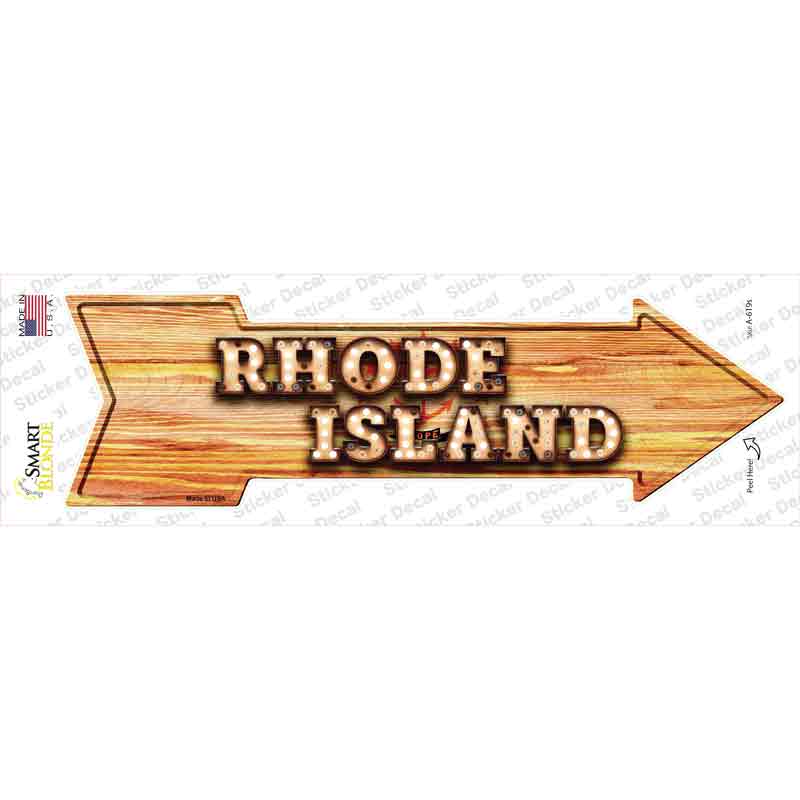 A-619s-M Rhode Island Bulb Lettering Novelty Arrow Sticker Decal - Medium