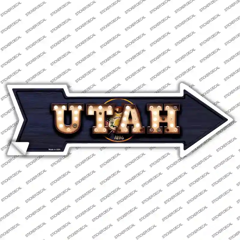 A-624s-S Utah Bulb Lettering Novelty Arrow Sticker Decal - Small
