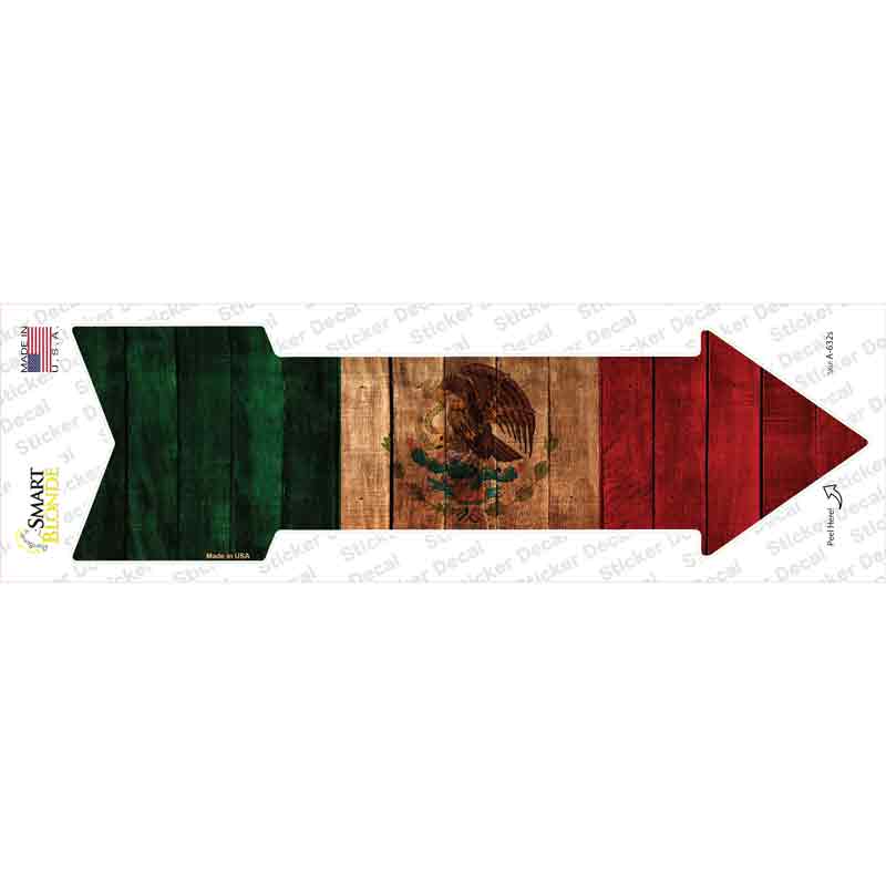 A-632s-M Mexico Flag Novelty Arrow Sticker Decal - Medium