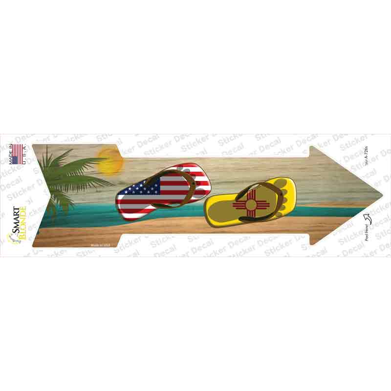 A-726s-M US &   Mexico Flag Flip Flop Novelty Arrow Sticker Decal - Medium