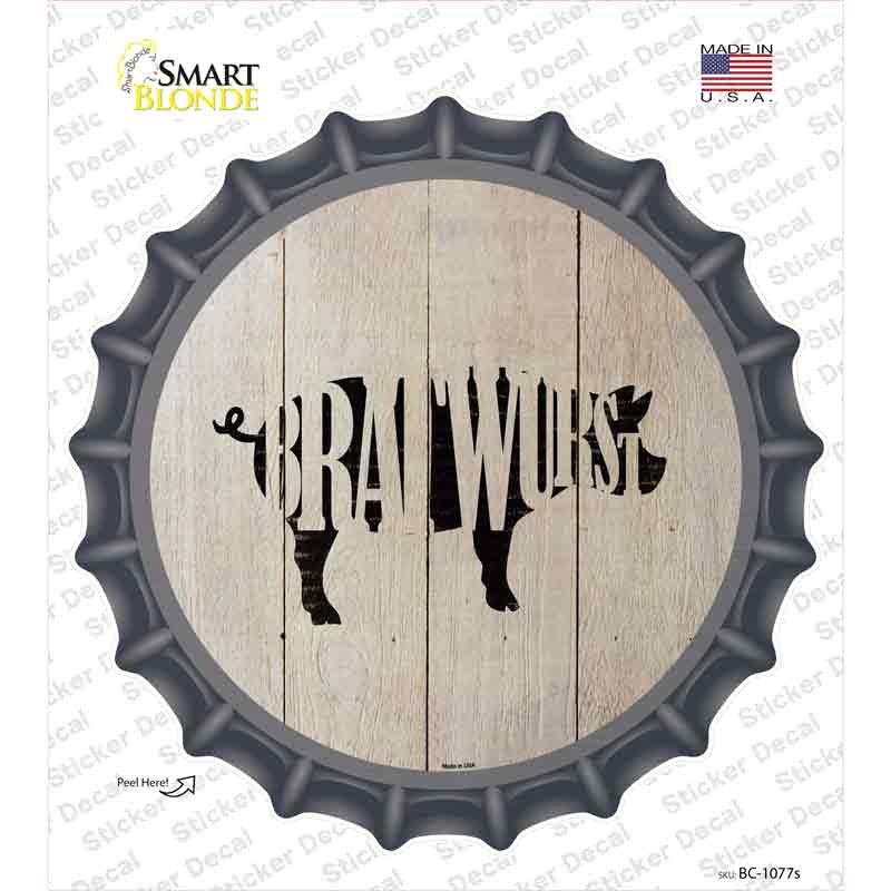 BC-1077s-M Pigs Make Bratwursts Novelty Bottle Cap Sticker Decal - Medium