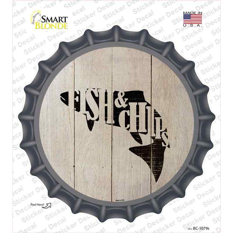 BC-1079s-M Fishes Make Fish & Chips Novelty Bottle Cap Sticker Decal - Medium