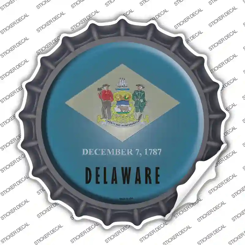 BC-107s-XL Delaware State Flag Novelty Bottle Cap Sticker Decal - Extra Large