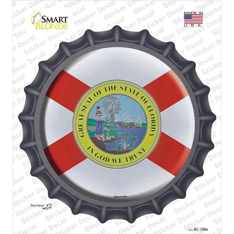 BC-108s-M Florida State Flag Novelty Bottle Cap Sticker Decal - Medium