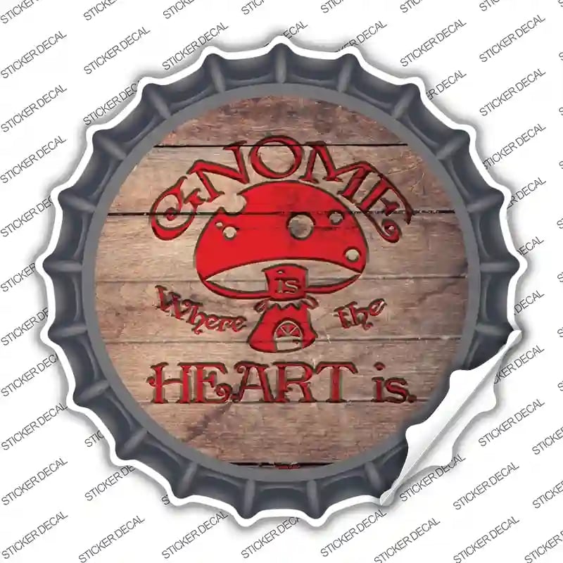 BC-1006s-L Gnome Where Home is Red Novelty Bottle Cap Sticker Decal - Large