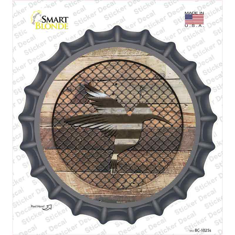 BC-1025s-M Hummingbird on Wood Novelty Bottle Cap Sticker Decal - Medium