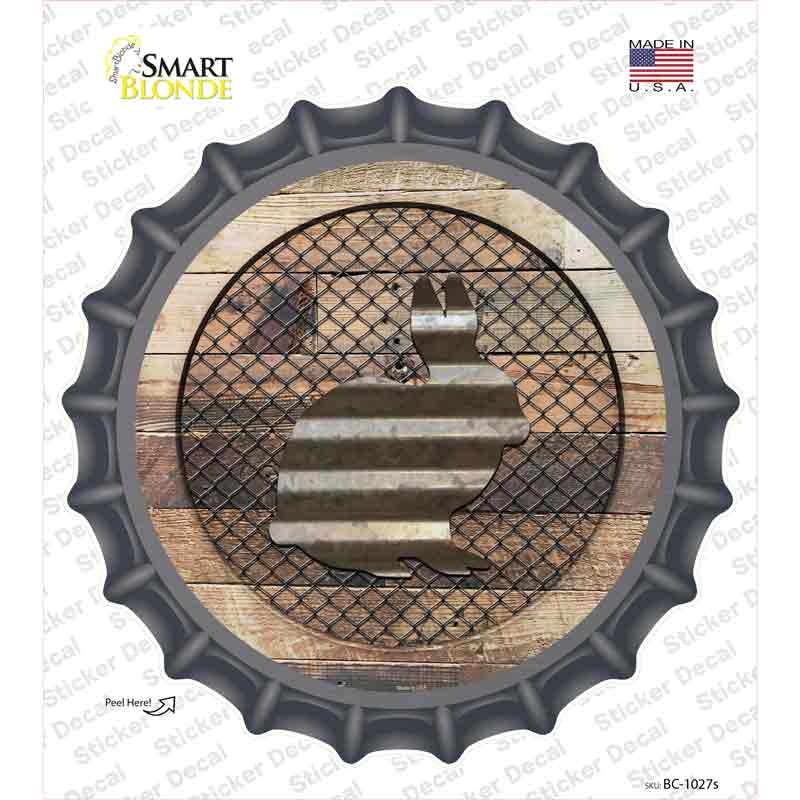 BC-1027s-M Rabbit on Wood Novelty Bottle Cap Sticker Decal - Medium