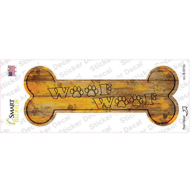 B-015s-M Woof Woof Novelty Bone Sticker Decal - Medium