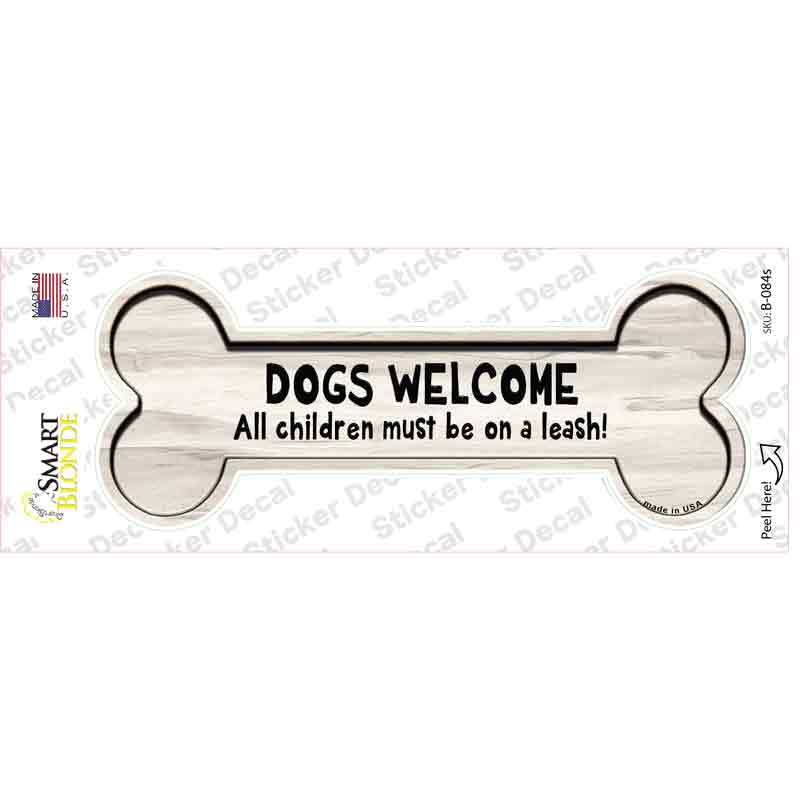 B-084s-M Dogs Welcome Novelty Bone Sticker Decal - Medium
