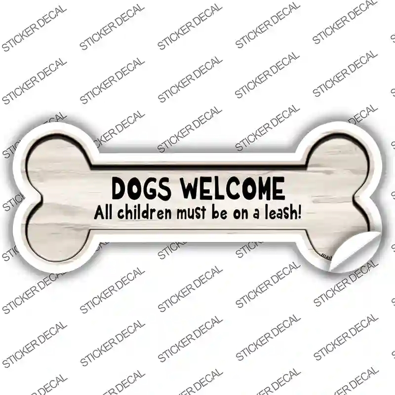 B-084s-S Dogs Welcome Novelty Bone Sticker Decal - Small