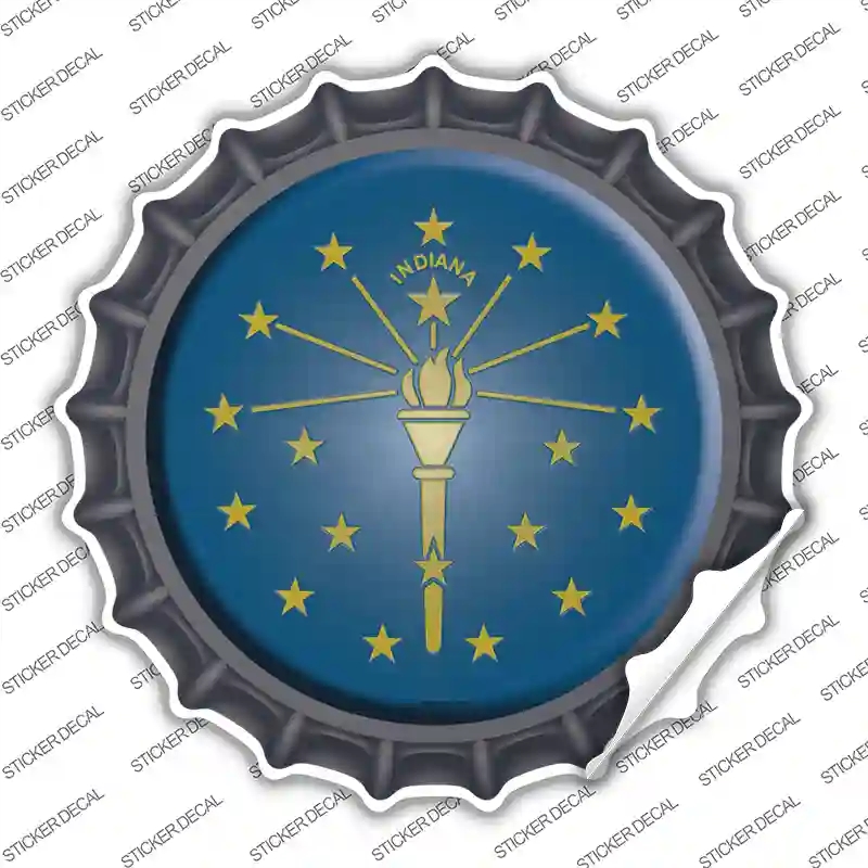 BC-113s-XL Indiana State Flag Novelty Bottle Cap Sticker Decal - Extra Large