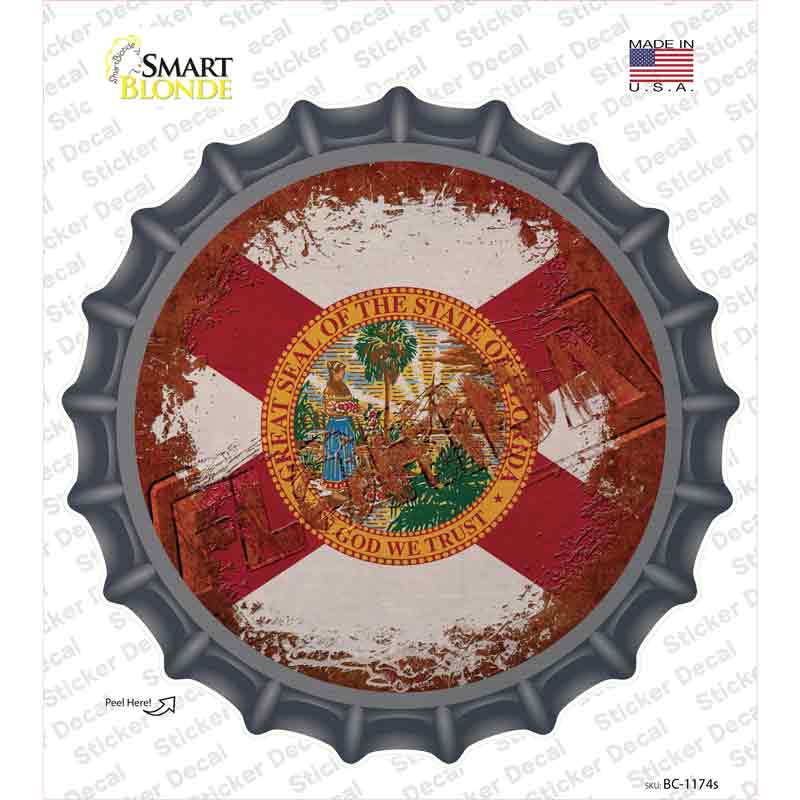 BC-1174s-M Florida Rusty Stamped Novelty Bottle Cap Sticker Decal - Medium