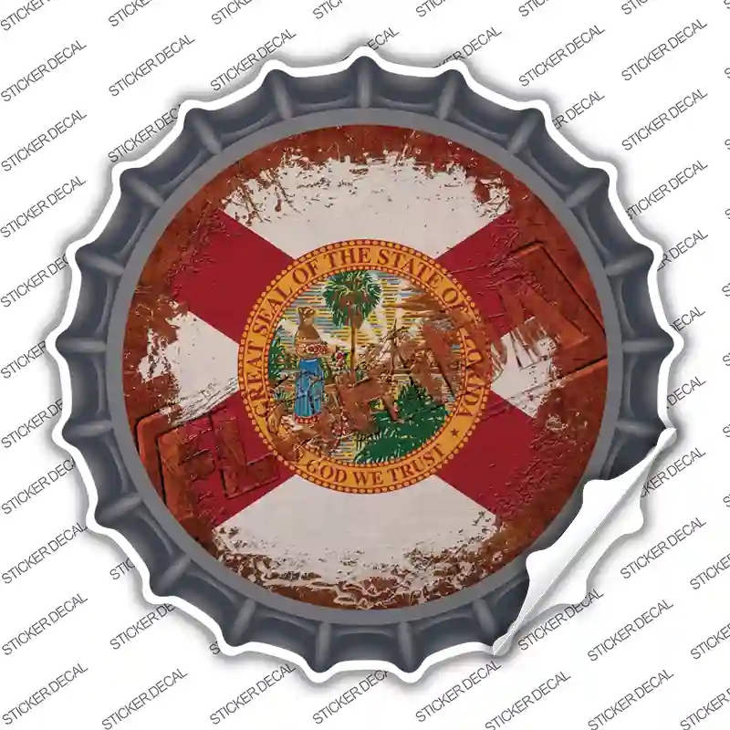 BC-1174s-XL Florida Rusty Stamped Novelty Bottle Cap Sticker Decal - Extra Large