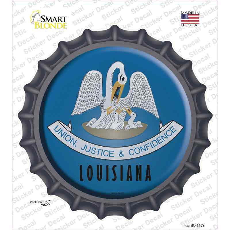 BC-117s-M Louisiana State Flag Novelty Bottle Cap Sticker Decal - Medium