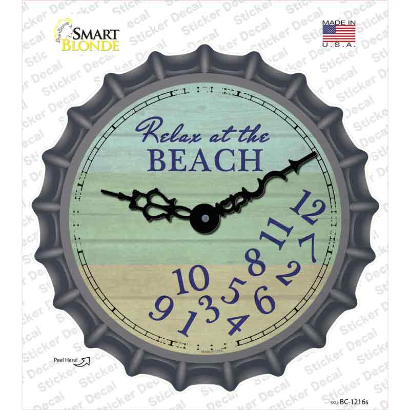 BC-1216s-M Relax At the Beach Novelty Bottle Cap Sticker Decal - Medium
