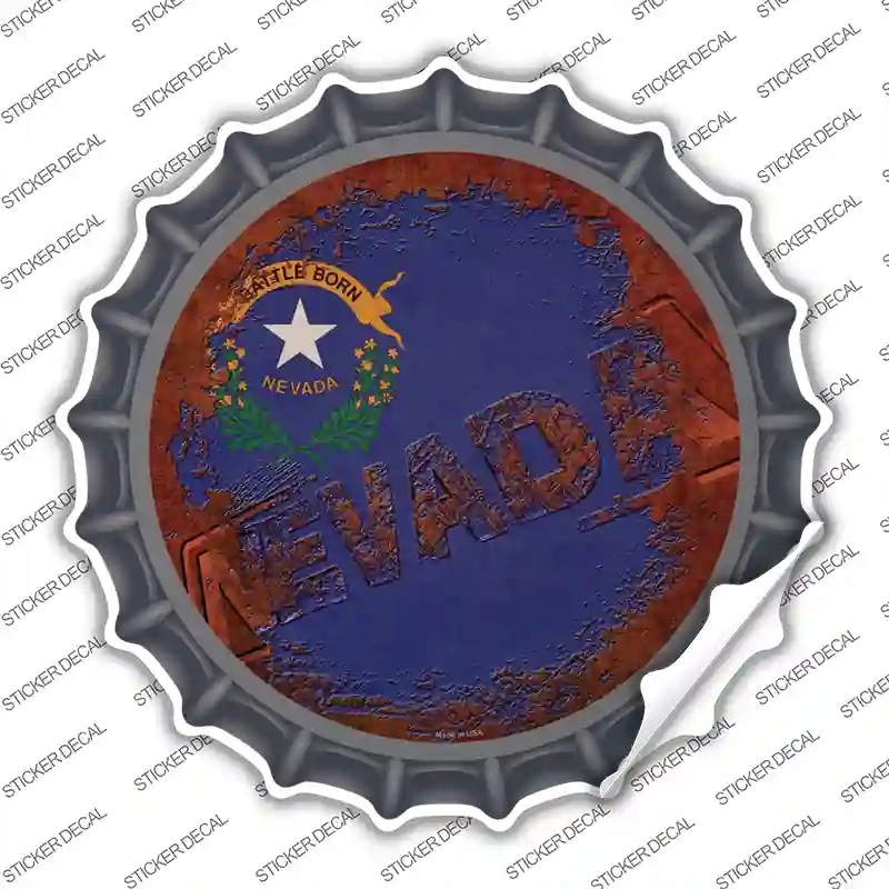 BC-1193s-S Nevada Rusty Stamped Novelty Bottle Cap Sticker Decal - Small