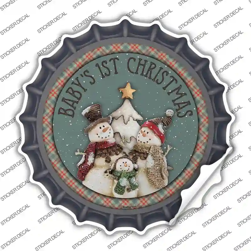 BC-1572s-L Babys First Christmas Novelty Bottle Cap Sticker Decal - Large
