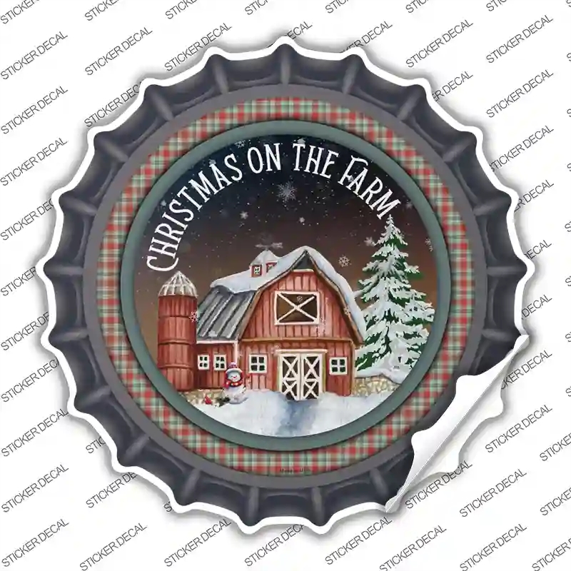 BC-1575s-L Christmas on the Farm Novelty Bottle Cap Sticker Decal - Large