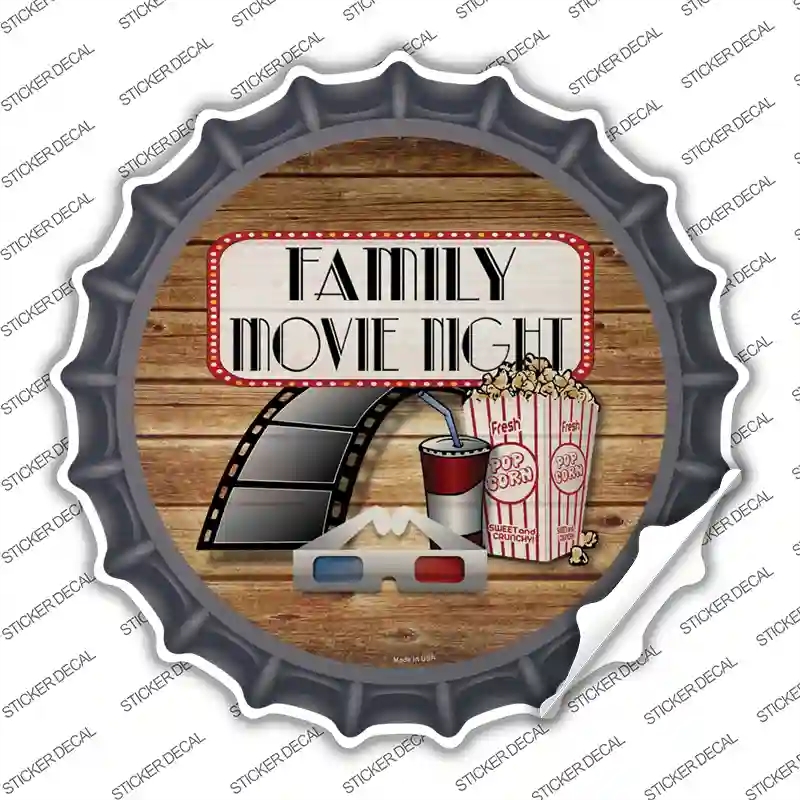 BC-1662s-XL Family Movie Night Novelty Bottle Cap Sticker Decal - Extra Large