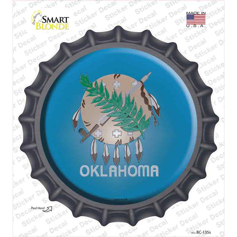 BC-135s-M Oklahoma State Flag Novelty Bottle Cap Sticker Decal - Medium